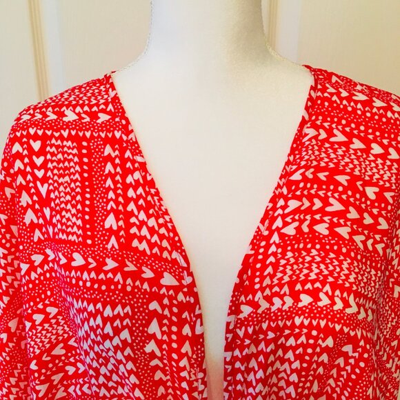 Victoria’s Secret Robe Red Heart Tie Front Short Kimono Sleeve Size One Size New - Picture 3 of 14